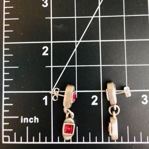 Vintage Ruby Crystal earrings Metal POINTUS ♥️ - Picture 7 of 8